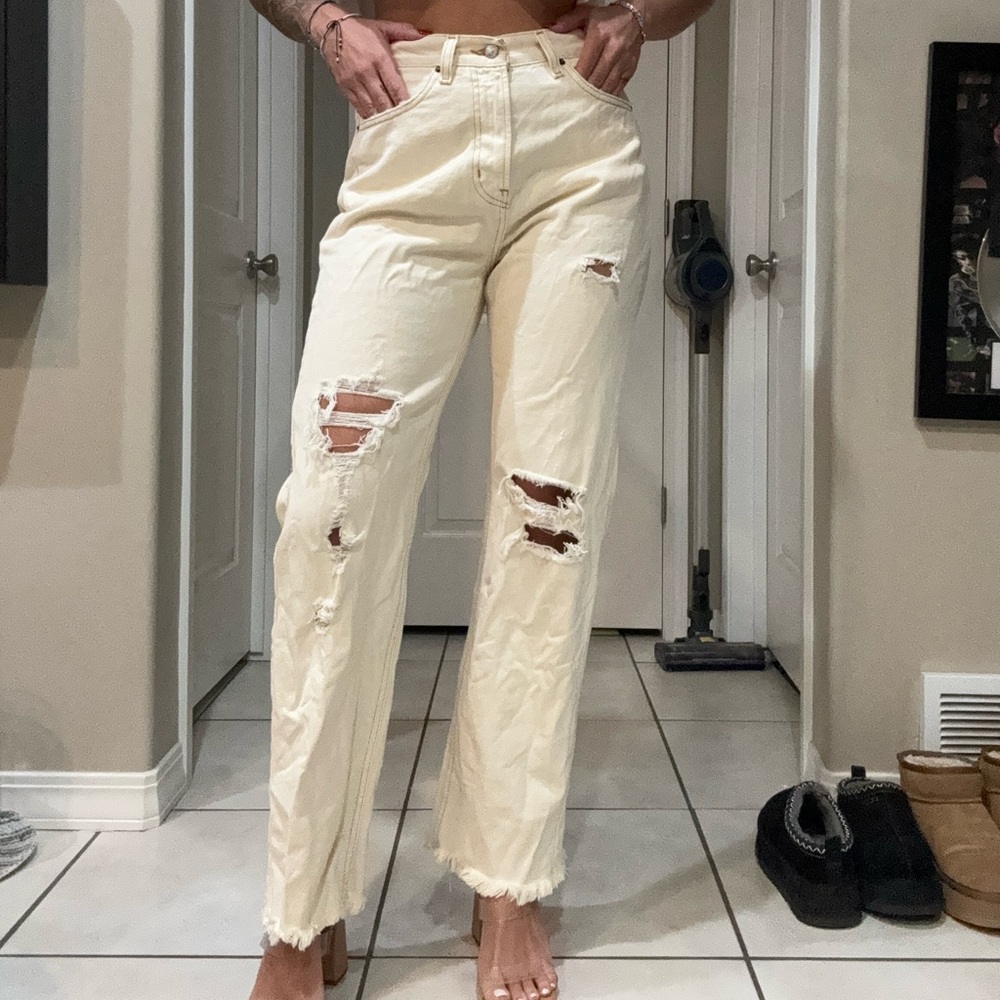 BDG cream ripped pants
